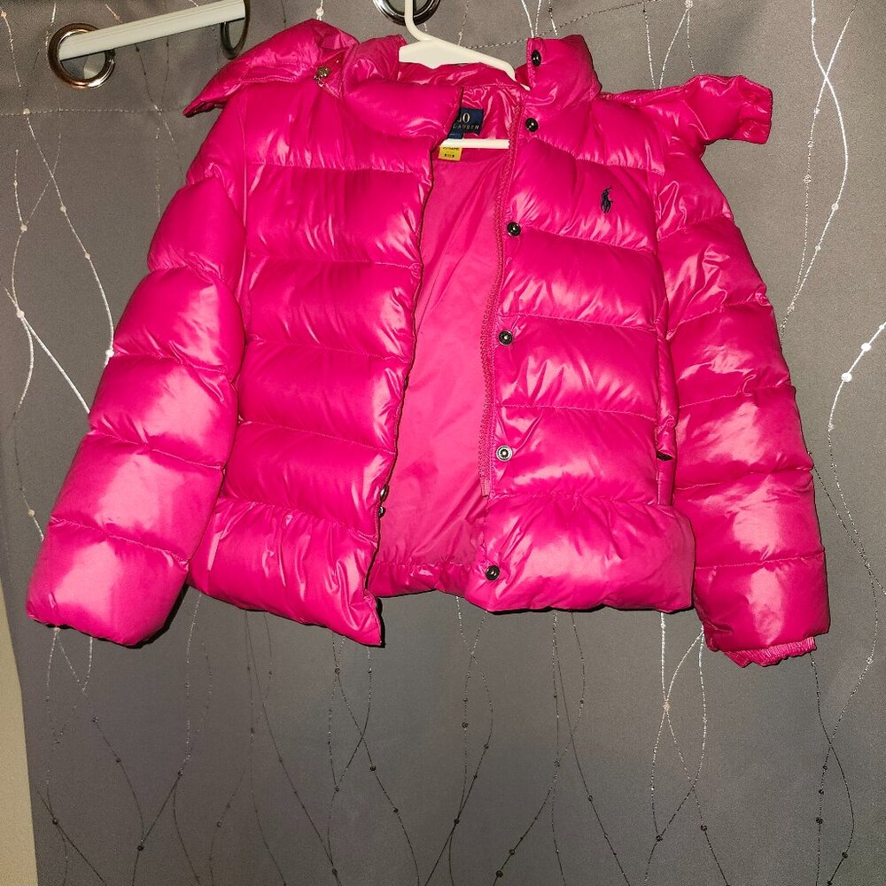 Ralph Lauren Down Hooded Peplum Coat